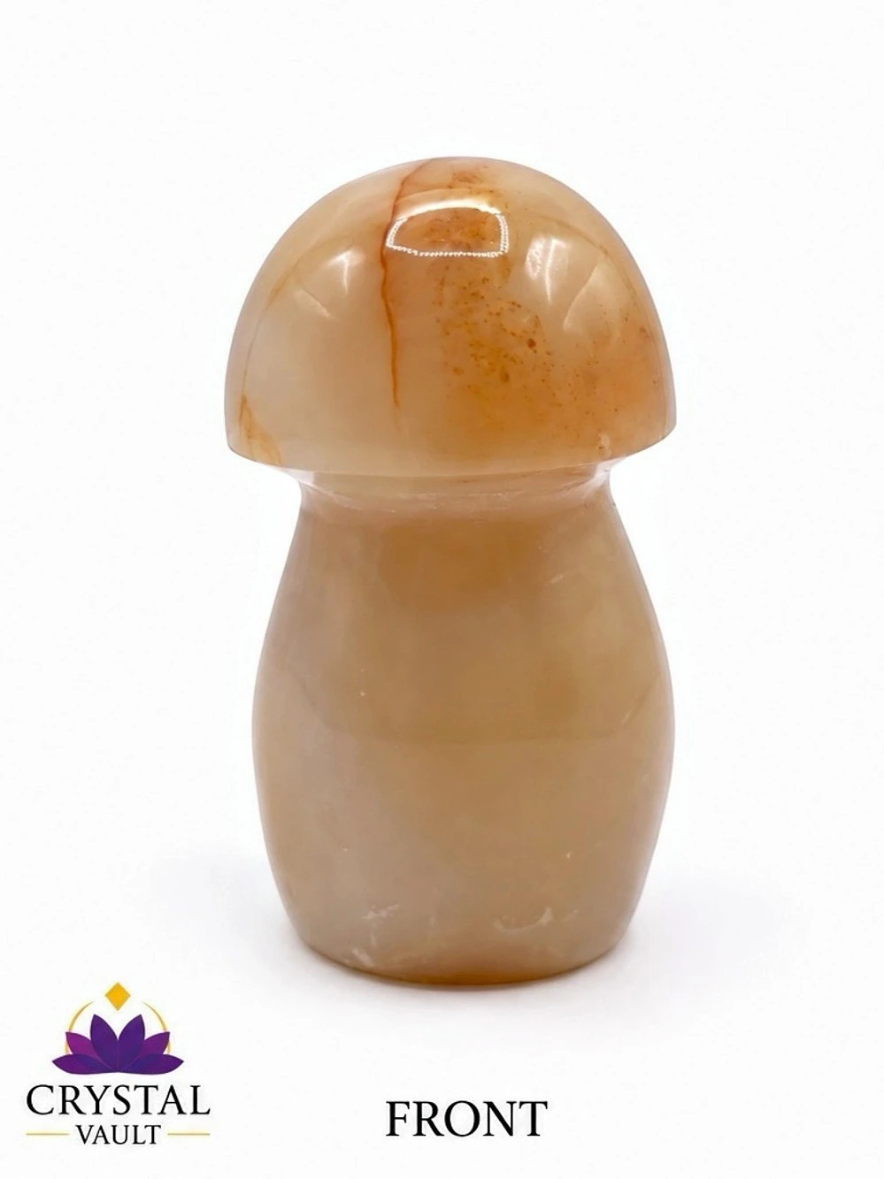 Peach Moonstone Crystal Mushroom 2” Carving Polished Natural Stone 2.6 oz